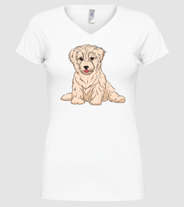 Câine Havanez model alb pe tricou