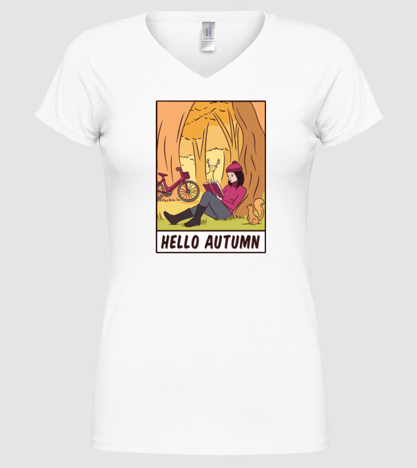 Hello Toamnă model alb pe tricou