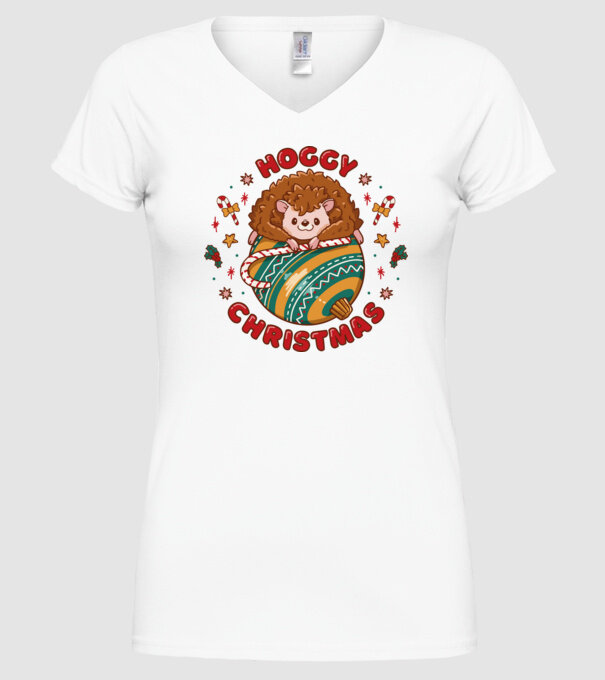 Hoggy Christmas Crăciun cu Arici model alb pe tricou