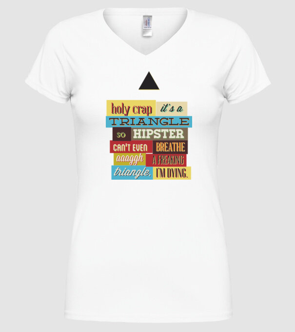 'Holy crap it''s a triangle' model alb pe tricou