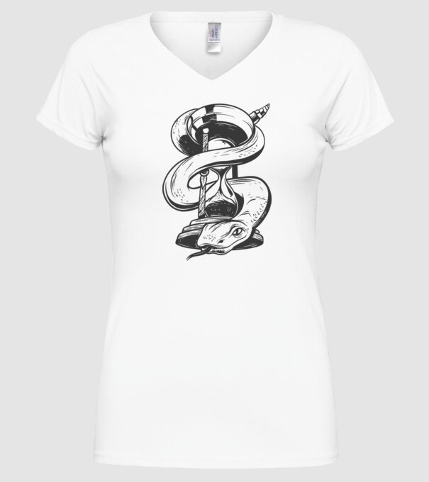Șarpe clepsidră model alb pe tricou