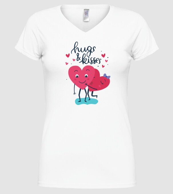 'Hugs and Kisses Tricou drăguț pentru Valentine''s Day' model alb pe tricou