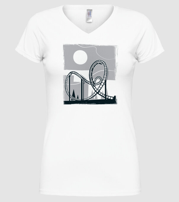 Roller coaster model alb pe tricou