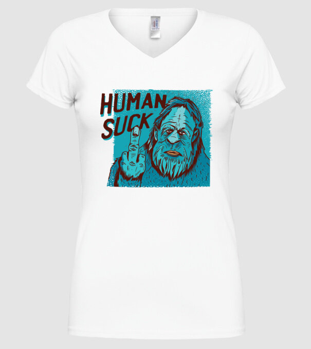Human Suck - Yeti spune tricou amuzant antisocial model alb pe tricou