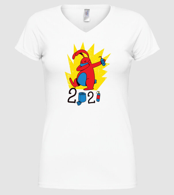 Paște 2021 - Iepuraș cu mască model alb pe tricou