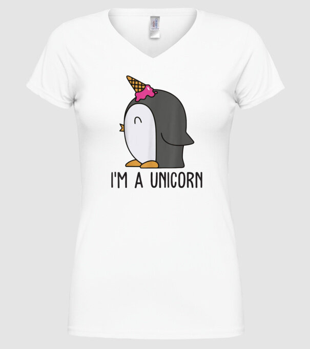 'I''m a unicorn - penguin' model alb pe tricou