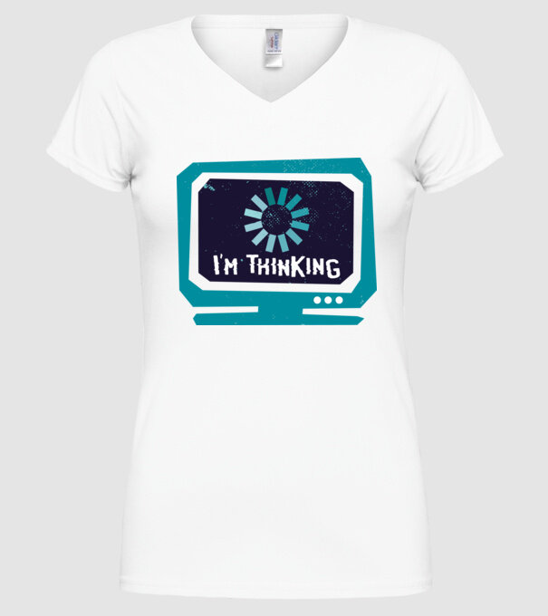 'I''m thinking Mă gândesc' model alb pe tricou