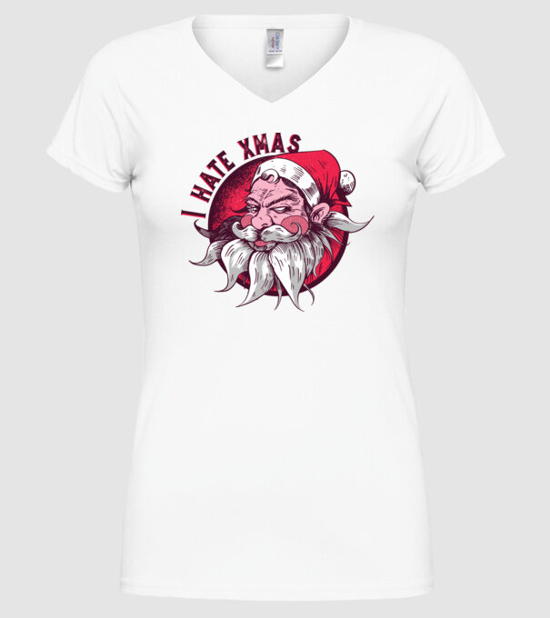 I Hate Xmas model alb pe tricou