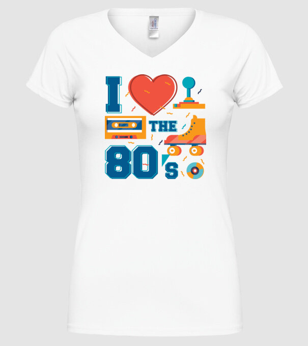 'I love the 80s - Iubesc anii ''80' model alb pe tricou