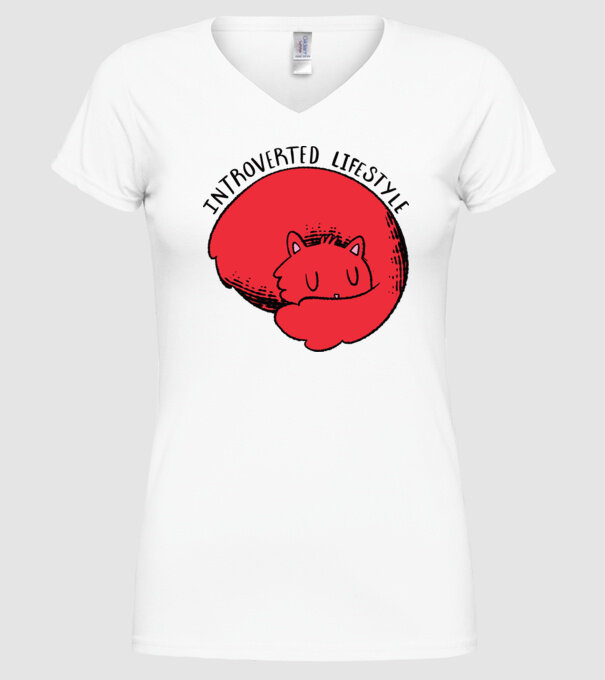 Pisică Introvertită model alb pe tricou