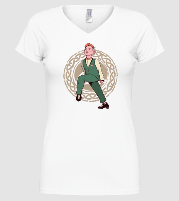 Bărbat Dansator irlandez model alb pe tricou