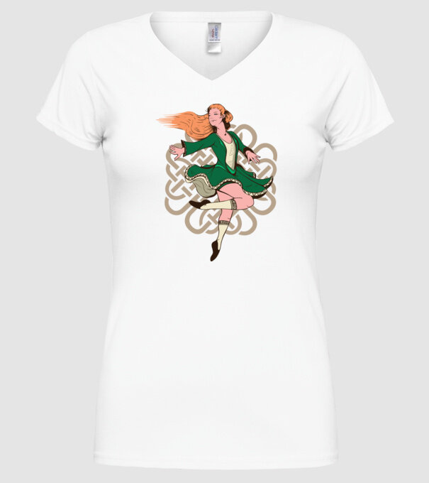 Femeile Dansatoare irlandeză model alb pe tricou