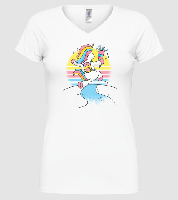 Unicorn școlar model alb pe tricou