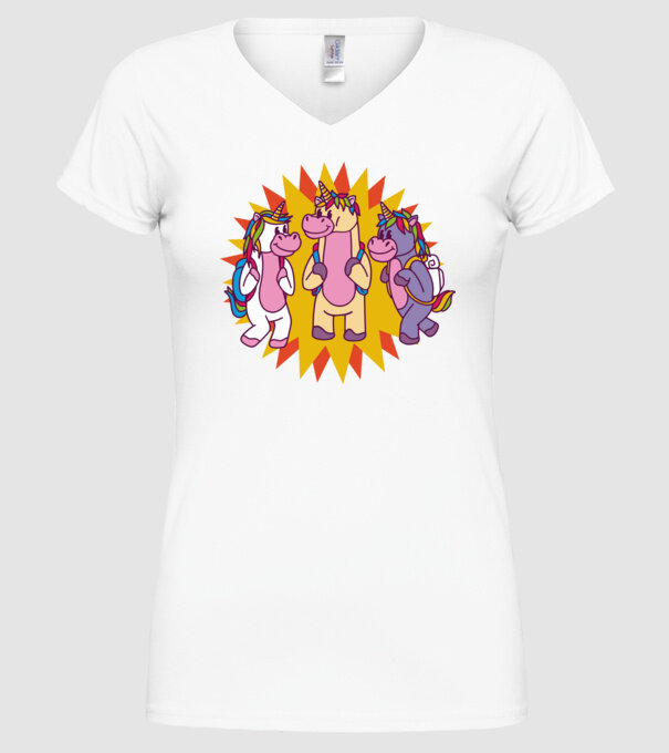 Unicorni școlari model alb pe tricou