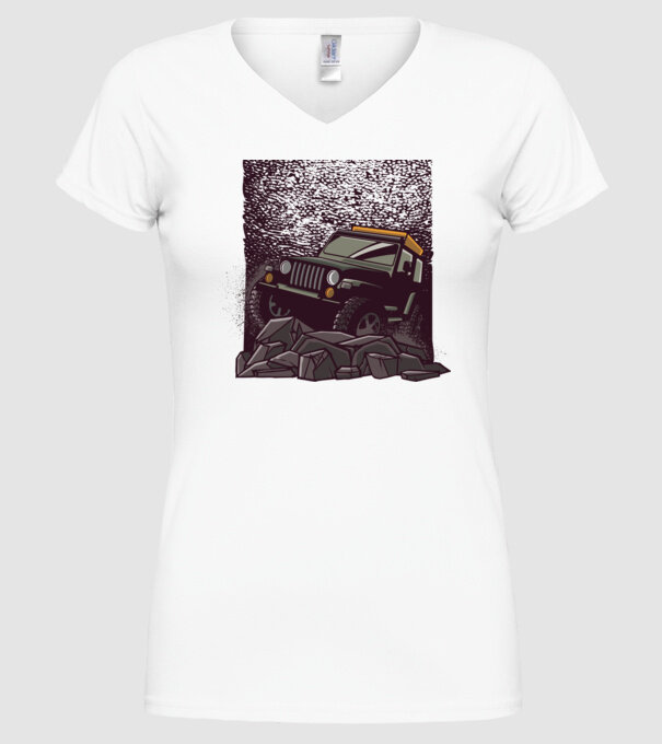 Jeep Offroad model alb pe tricou