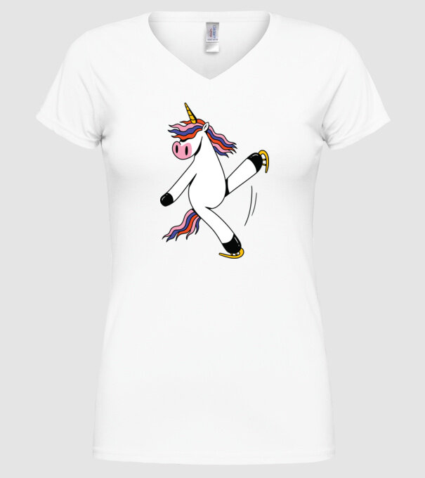 Unicorn cu Patine model alb pe tricou