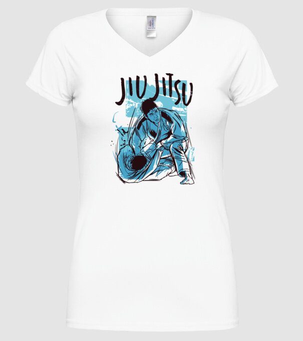 Jiu Jitsu model alb pe tricou