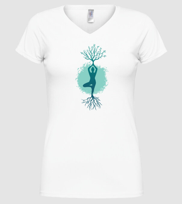 Yoga Natură model alb pe tricou