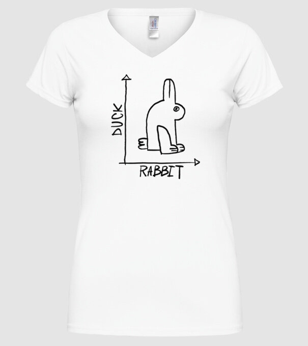 Rață vs Iepure model alb pe tricou