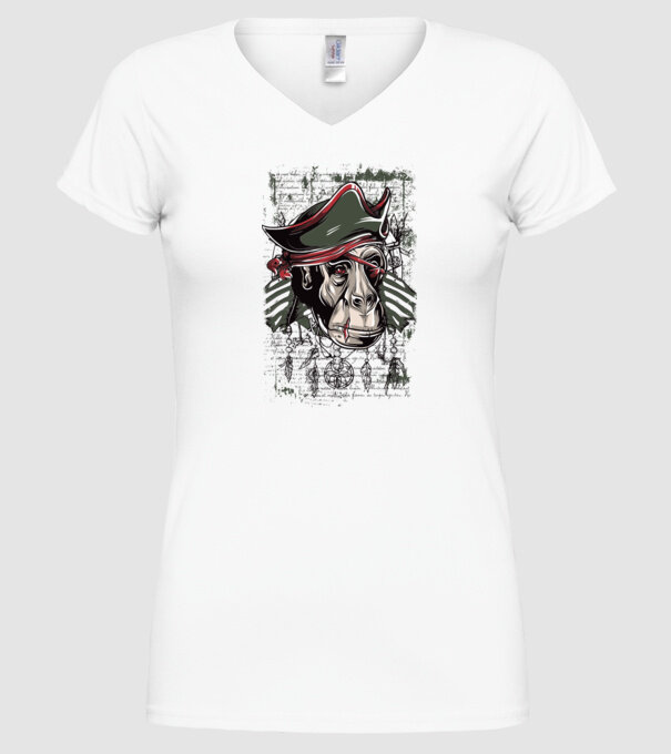 Maimuță Pirat model alb pe tricou
