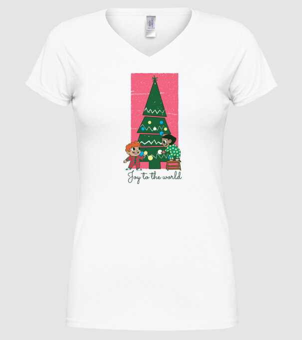 Împodobire pom de Crăciun model alb pe tricou