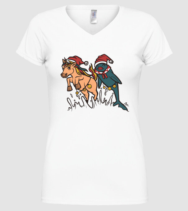 Animale de Crăciun model alb pe tricou