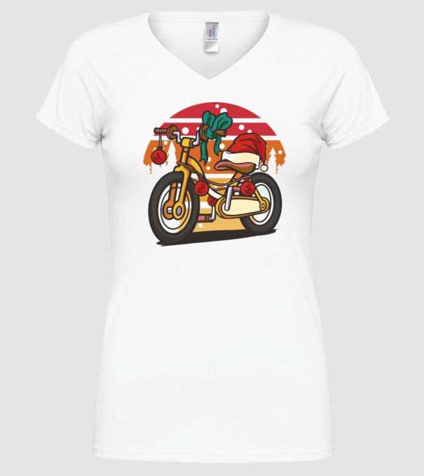 Bicicletă de Crăciun model alb pe tricou