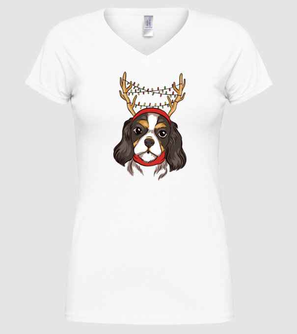 Cavalier de Crăciun model alb pe tricou