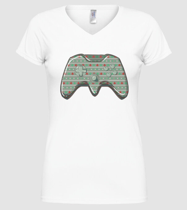 Controler Gamer Crăciun model alb pe tricou