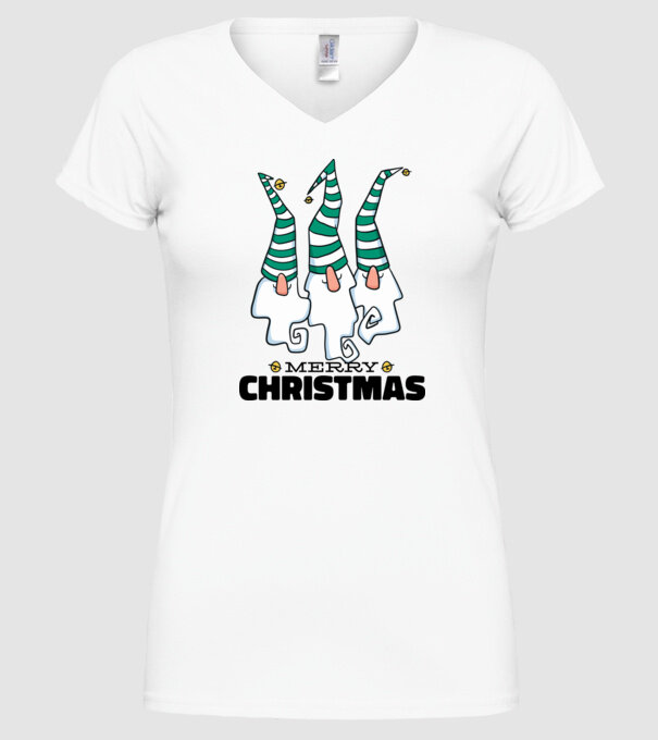 Elfi de Crăciun - Crăciun Fericit model alb pe tricou