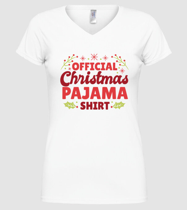 Pijama de Crăciun model alb pe tricou