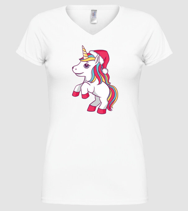 Unicorn de Crăciun model alb pe tricou