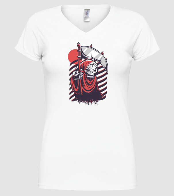 Moartea - Grim Reaper model alb pe tricou