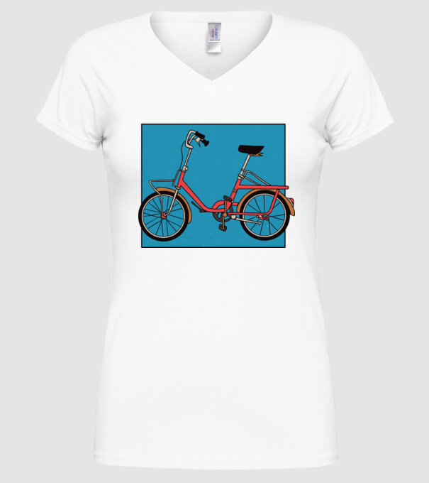 Bicicletă Camping model alb pe tricou
