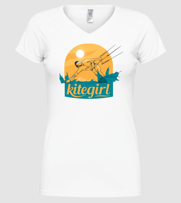 Tricou Kitegirl Kitesurf model alb pe tricou