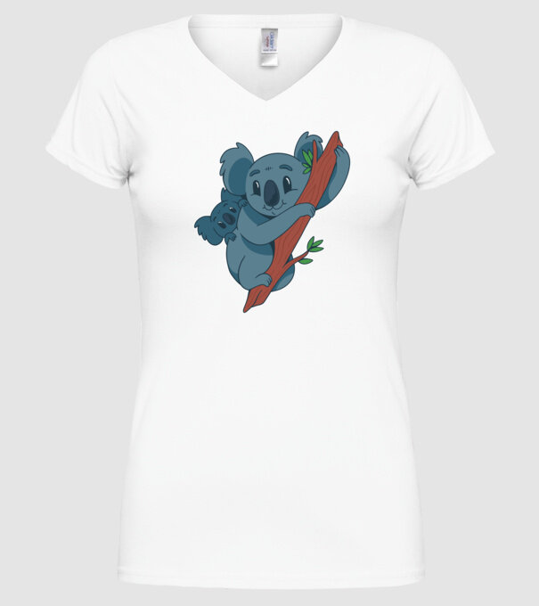 Coala model alb pe tricou