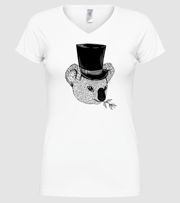 Cilindru Koala model alb pe tricou