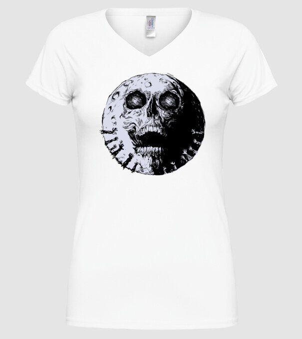 Craniu Lună model alb pe tricou