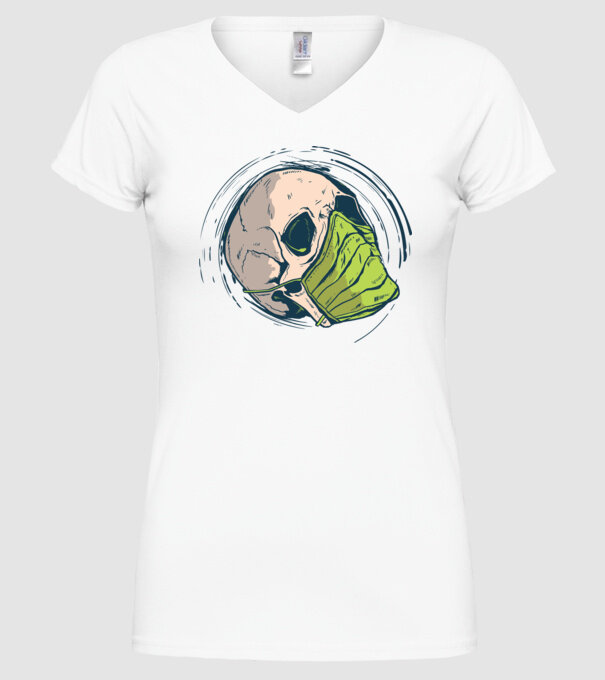 Craniu cu mască model alb pe tricou