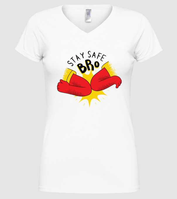 Coronavirus Salut cu cotul model alb pe tricou