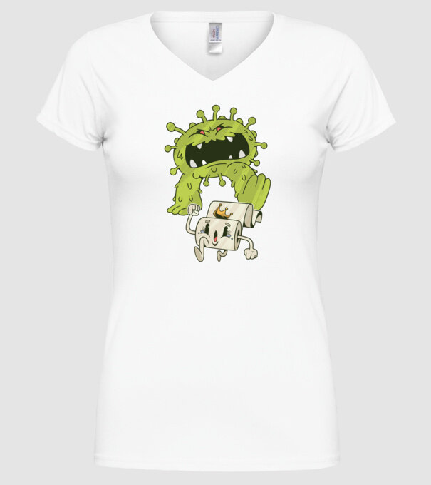 Coronavirus Monstru model alb pe tricou