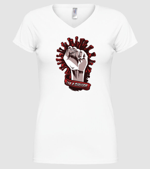 Supraviețuitor Coronavirus model alb pe tricou
