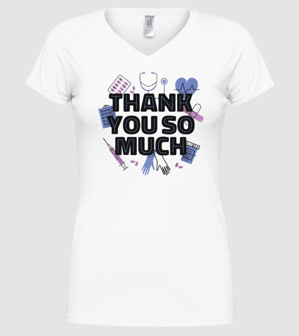 Mulțumim foarte mult - pentru medici model alb pe tricou