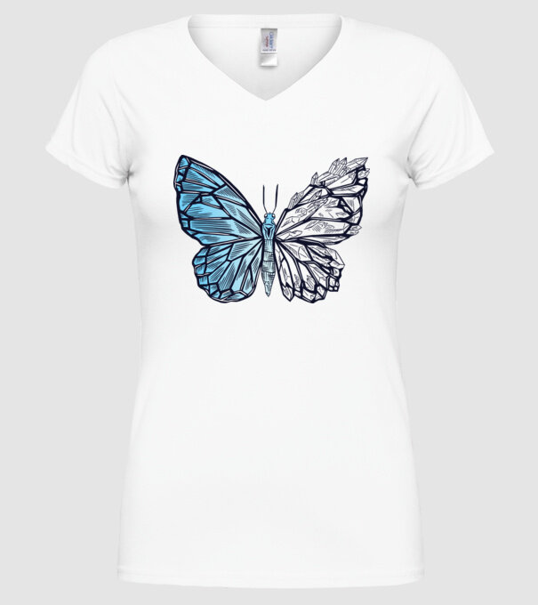 Fluture cristal model alb pe tricou