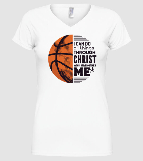 Cu ajutorul lui Hristos reușim Baschetbalist model alb pe tricou