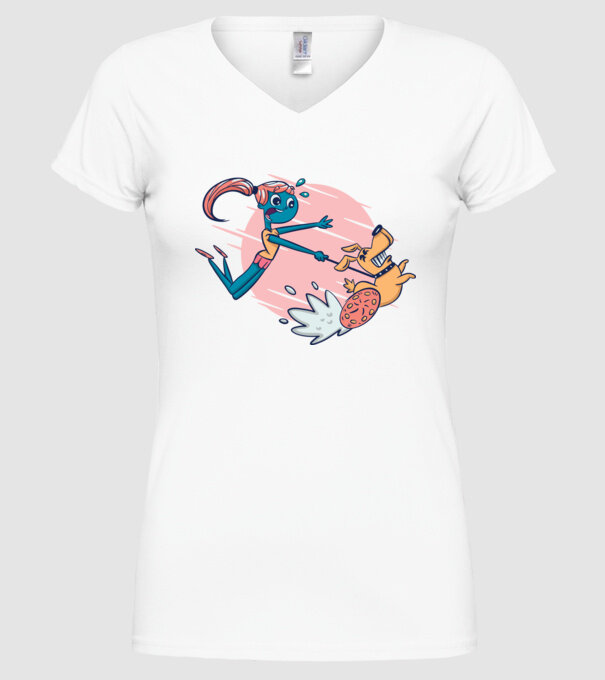 Plimbarea câinilor model alb pe tricou