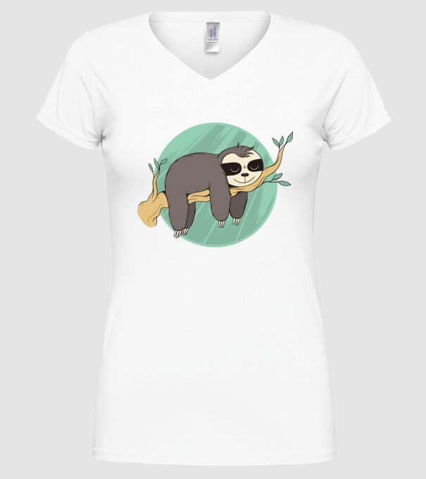 Leneș odihnă model alb pe tricou