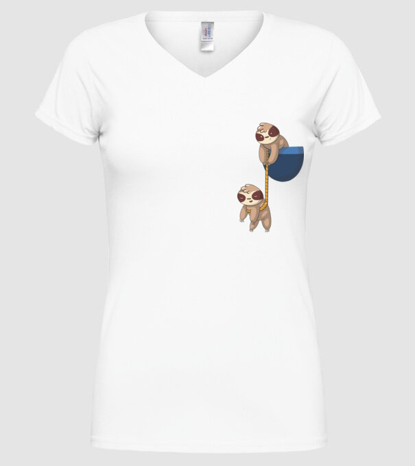 Leneș cu buzunar model alb pe tricou
