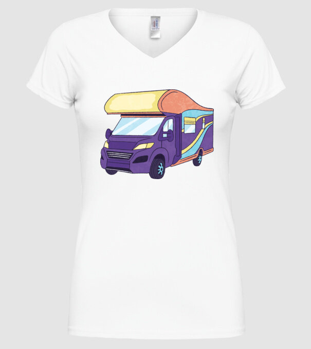 Autorulotă model alb pe tricou