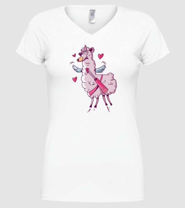 'Dragoste Llama pentru Valentine''s Day' model alb pe tricou